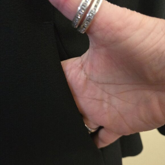 Nanette Lepore Black Round Neck Tiered Sleeve Full Zip Blazer Pockets Size 4 - Picture 4 of 6